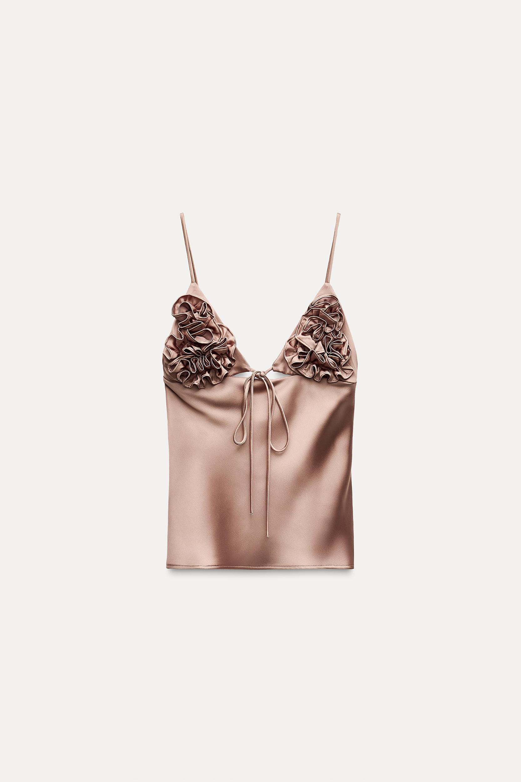 RUFFLED SATIN EFFECT TOP Product Image