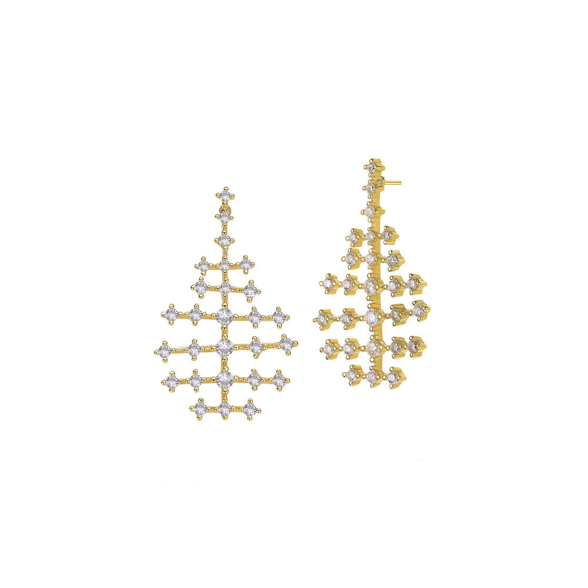 14k Gold Plated Cubic Zirconia Anchor Frame Drop Earrings, Womens, Gold Tone Product Image