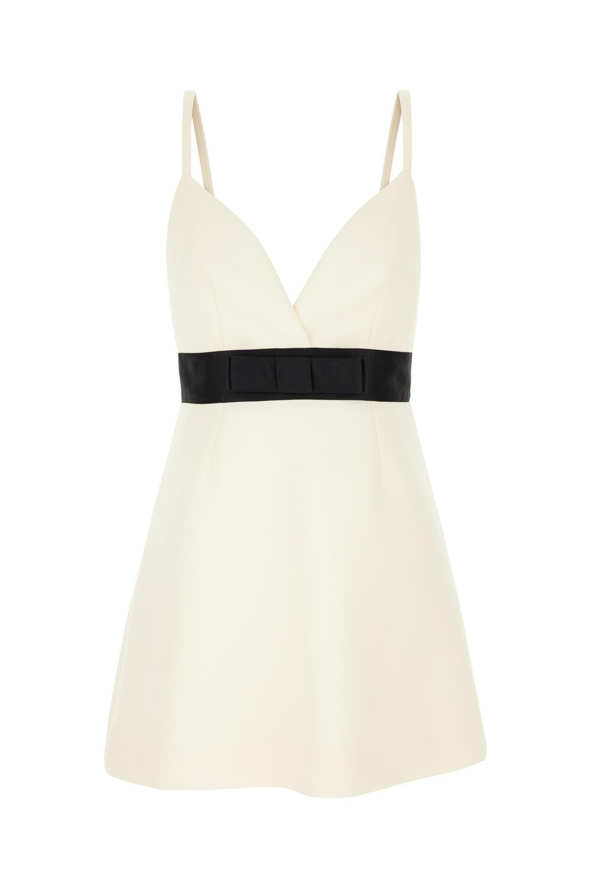 DOLCE & GABBANA White Layered Mini Dress In Wool Blend Woman Product Image
