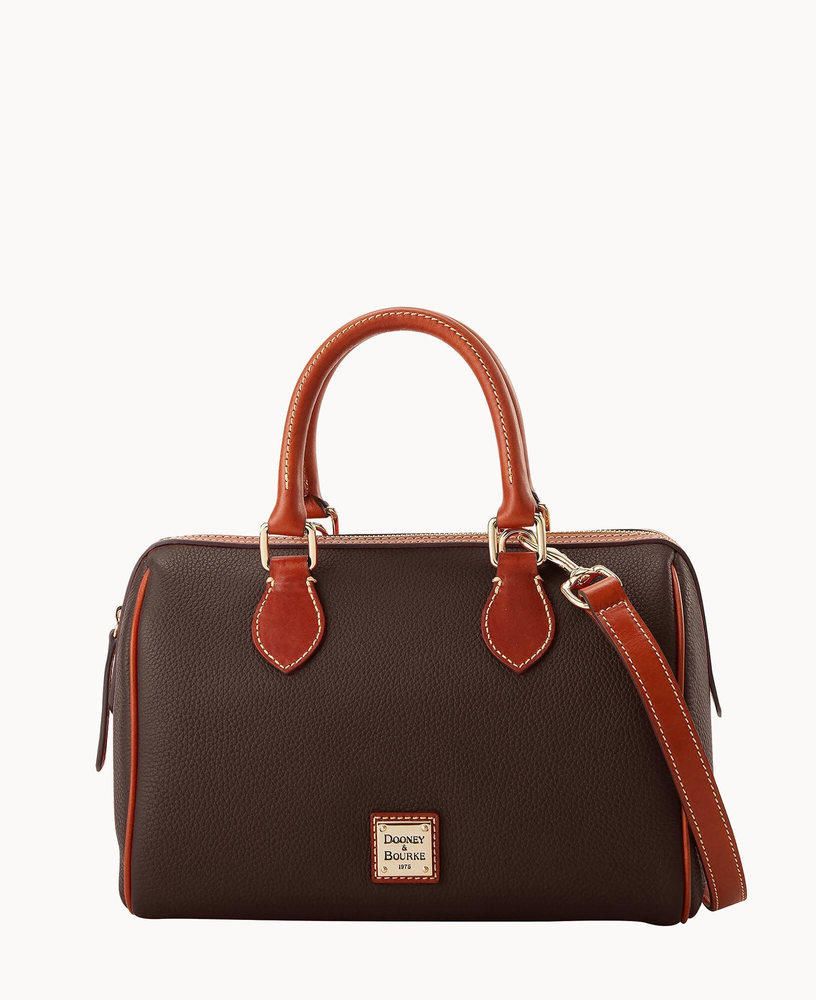 Dooney & Bourke Womens Pebble Grain Barrel Leather Satchel Bag in Brown Tmoro Product Image