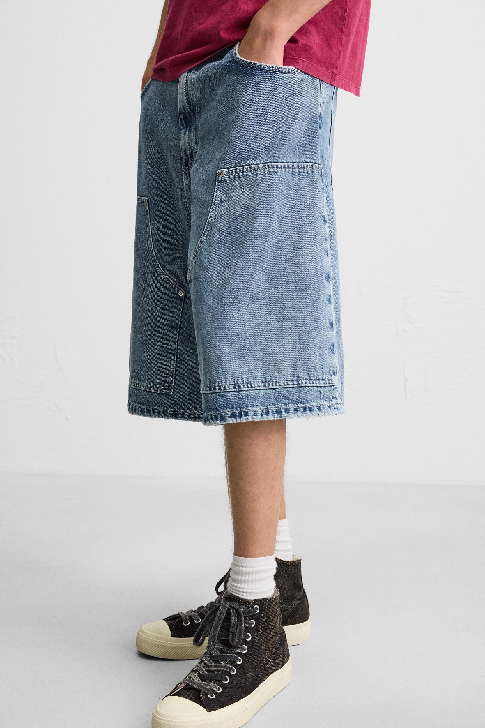 OVERSIZED FIT DENIM BERMUDA SHORTS Product Image