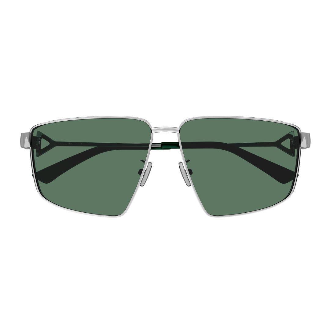BOTTEGA VENETA Eyewear Rectangle Frame Sunglasses In 003 Silver Silver Green Product Image
