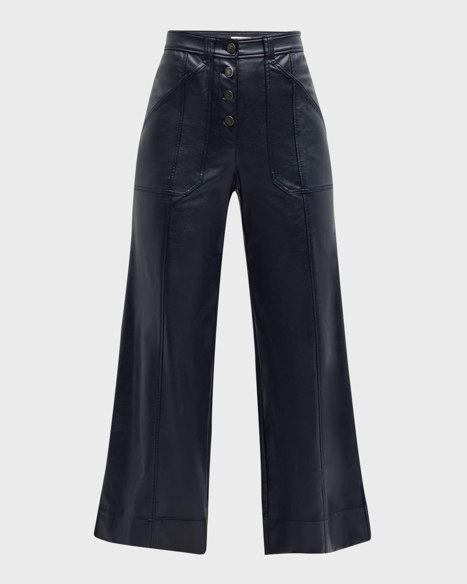 Benji Cropped Wide-Leg Faux-Leather Pants Product Image