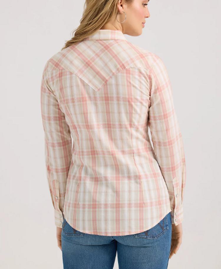 Wrangler® Ladies' L/S Rosy Pink Plaid Snap Shirt Product Image