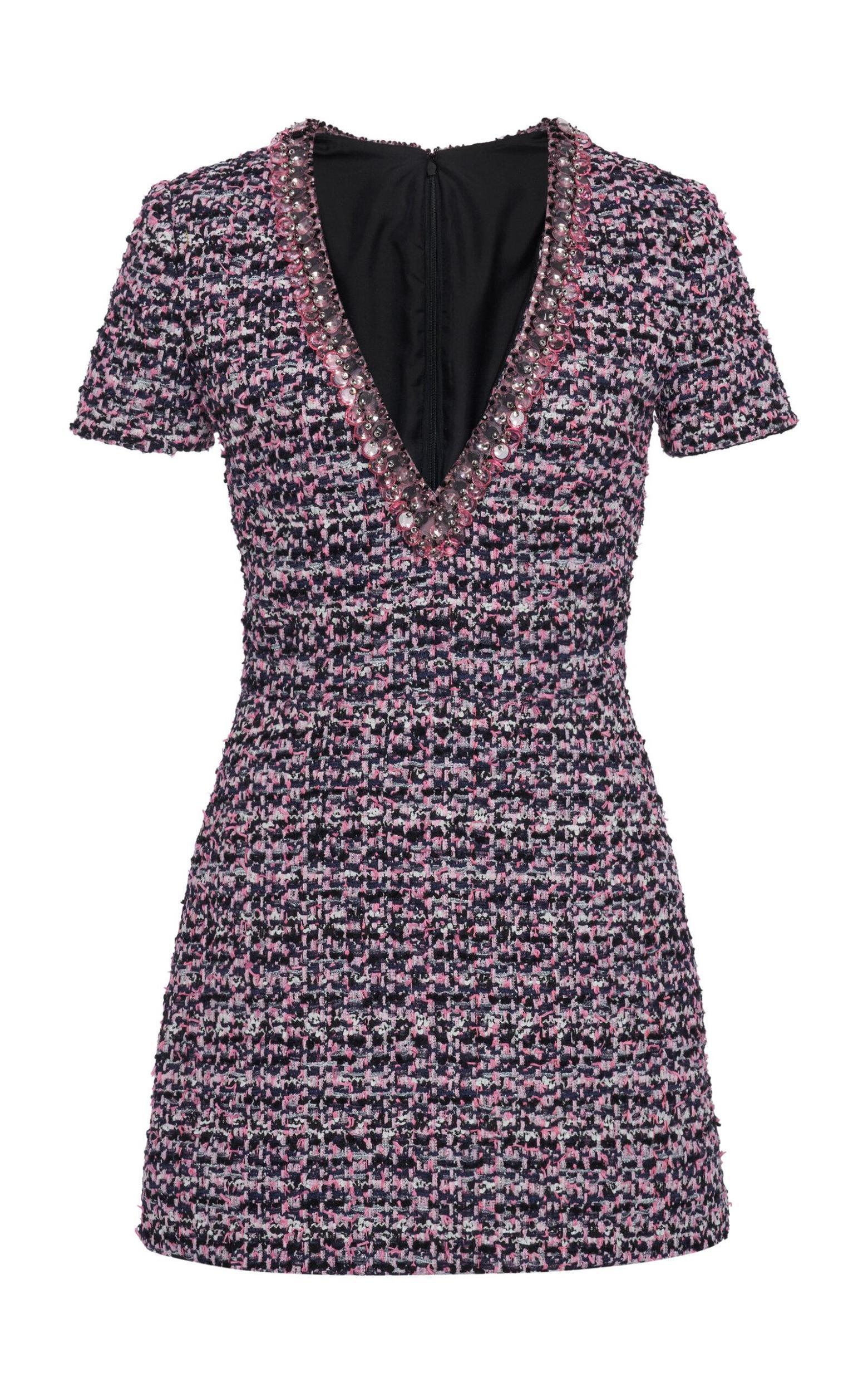 VALENTINO Embroidered Tweed Mini Dress In Black,white Product Image