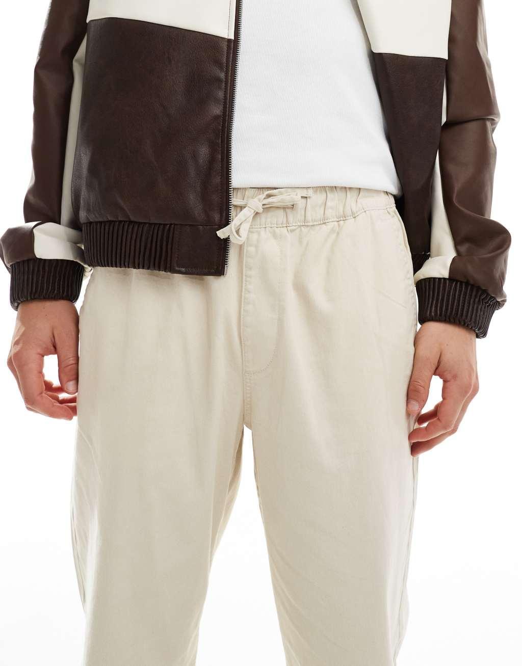 ADPT wide fit drawstring chinos in beige Product Image
