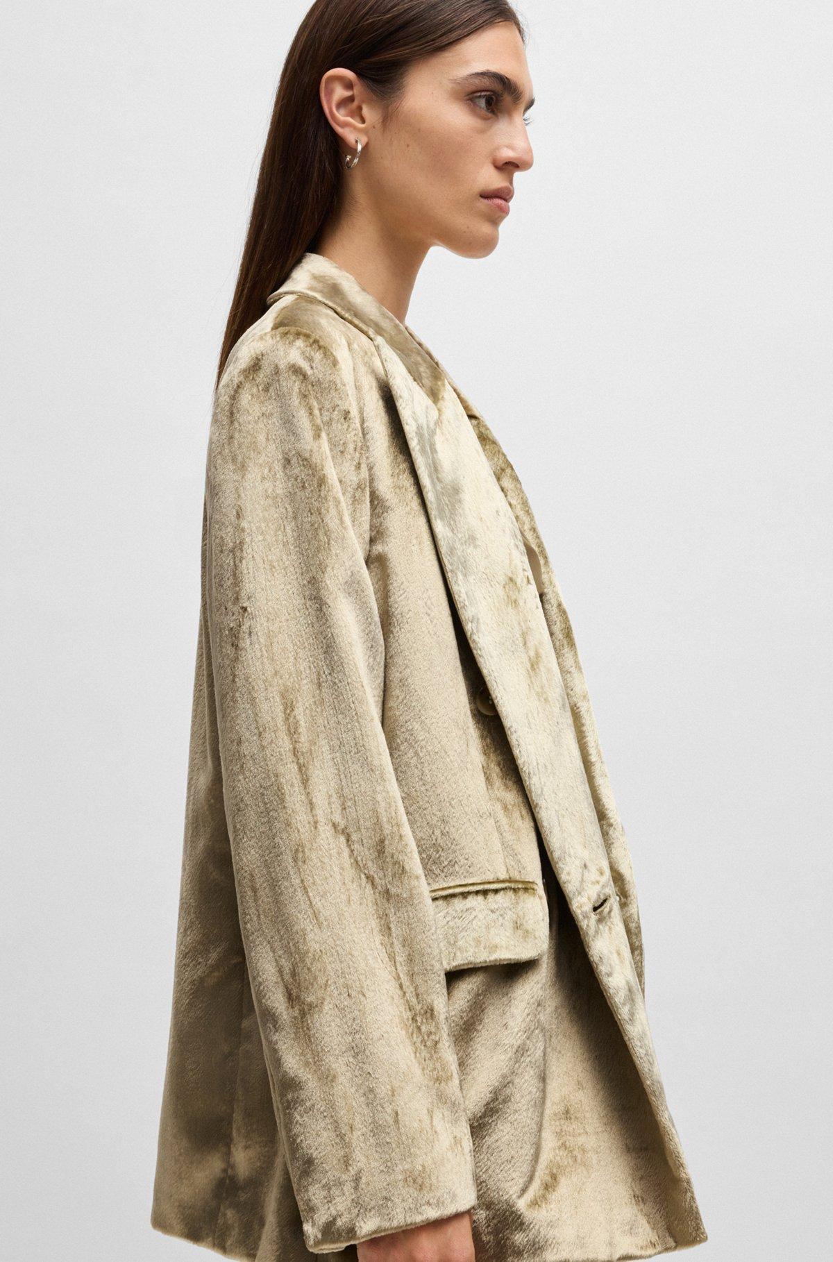 Oversize-fit double-breasted jacket in plush velvet Product Image