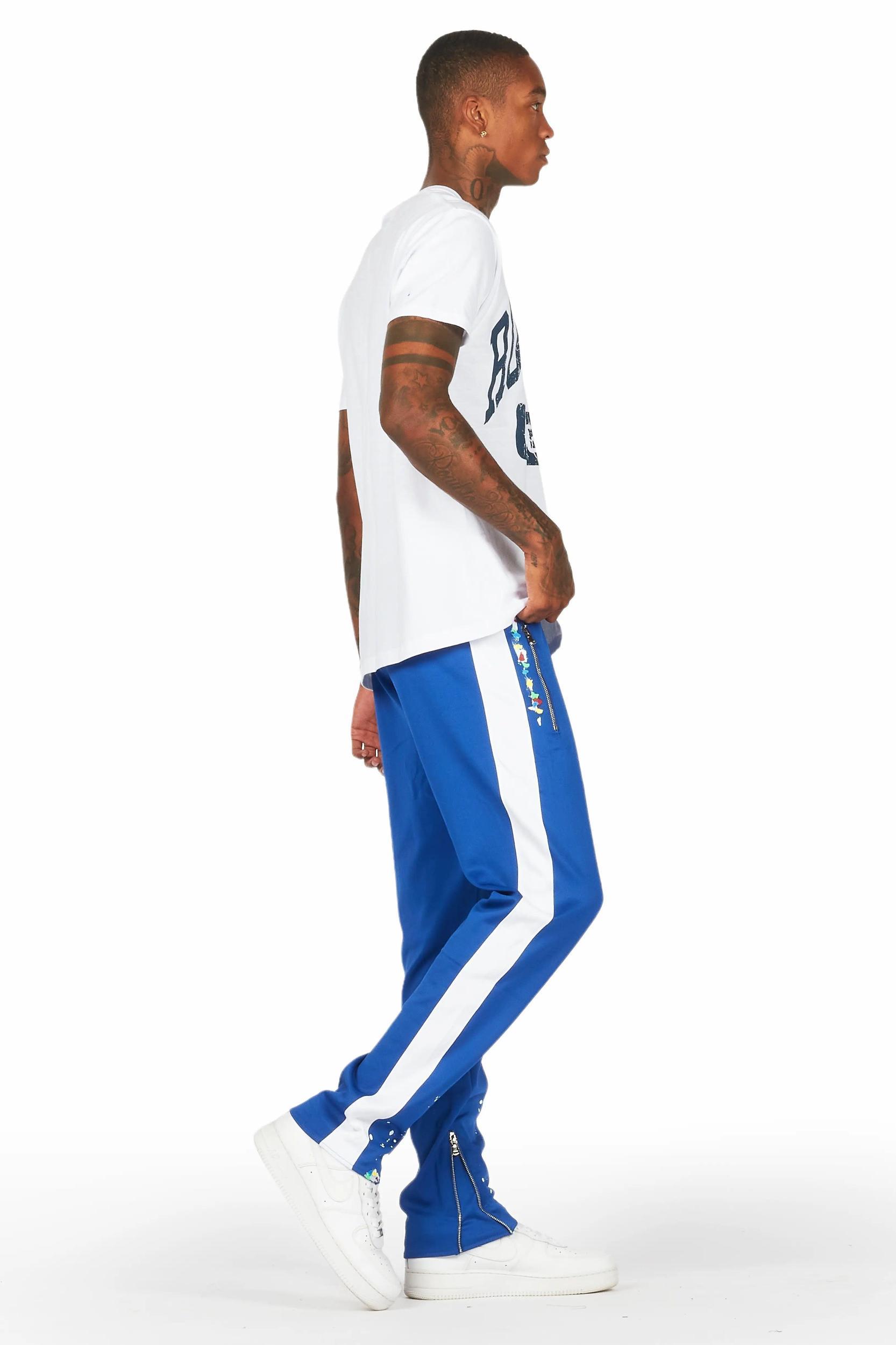 Aden White/Royal T-Shirt/Slim Fit Track Set Male Product Image