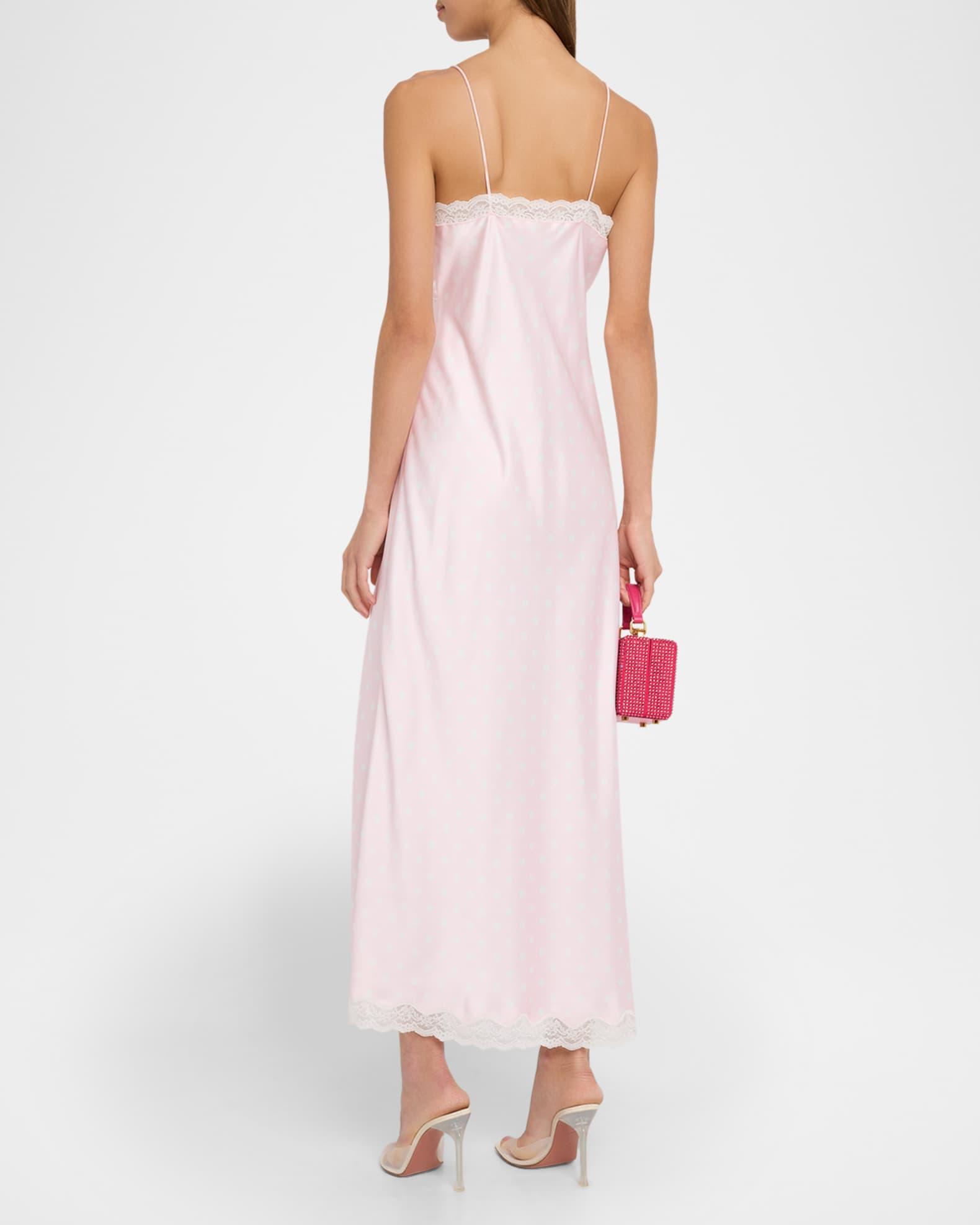Manuela Satin Polka Dot Maxi Slip Dress Product Image