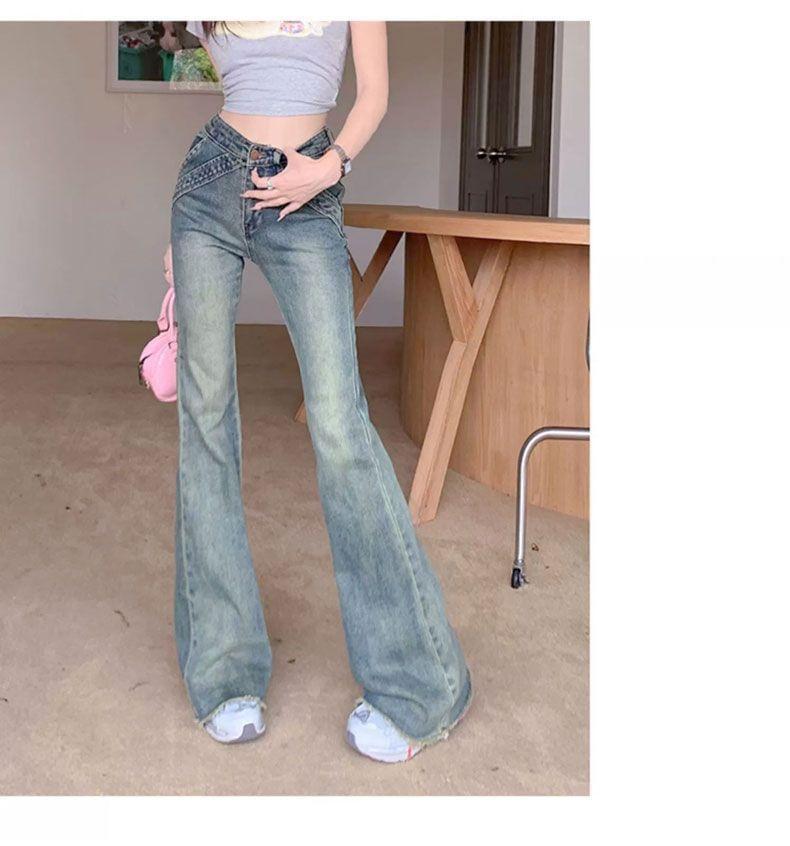 High Rise Washed Slim-Fit Boot-Cut Jeans Product Image
