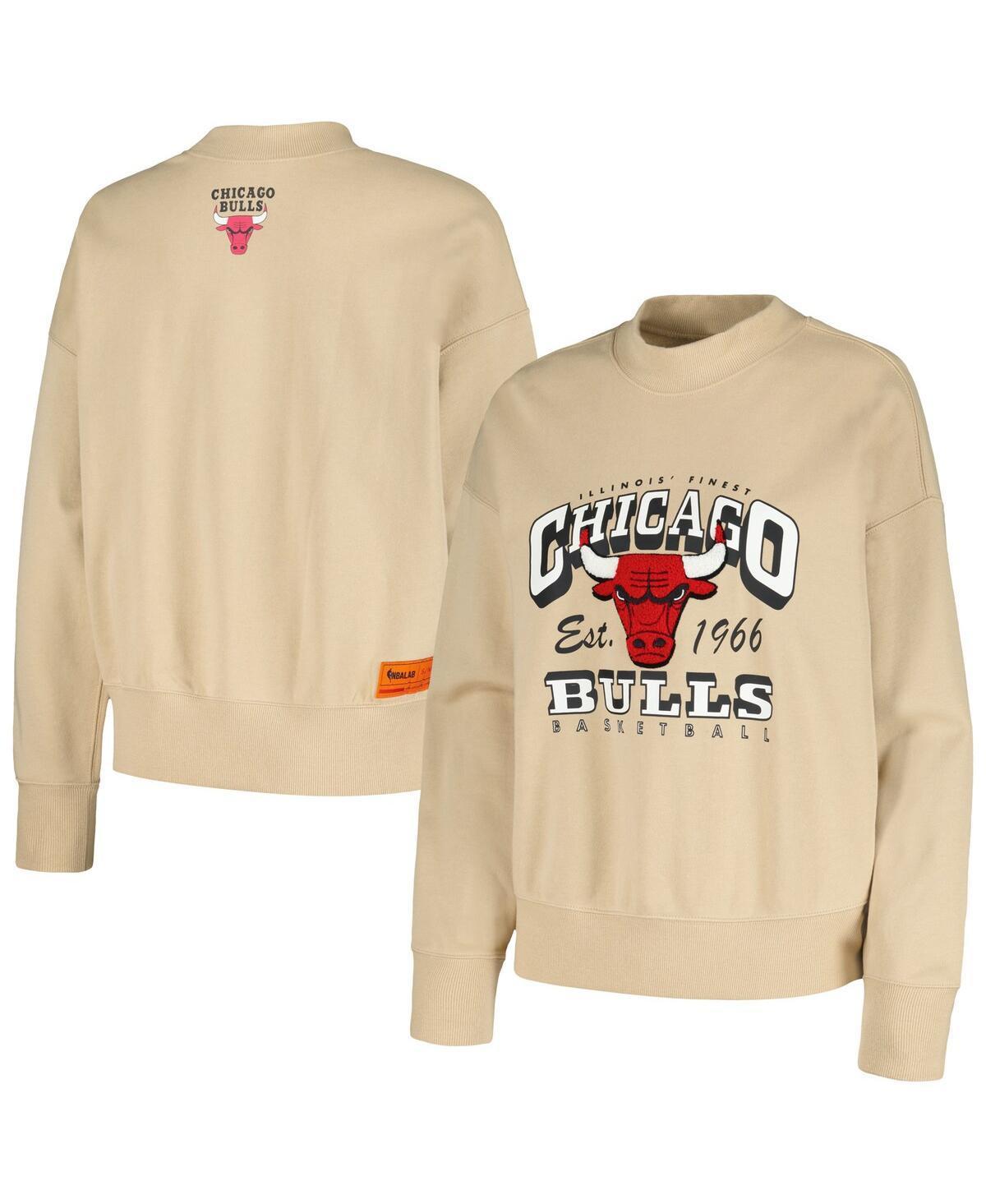 Womens Qore Cream Chicago Bulls Oversized Cozy Mock Neck Pullover Sweatshirt Product Image
