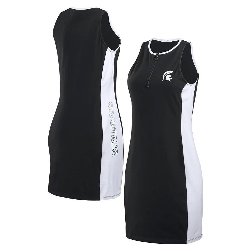 Women's WEAR by Erin Andrews Black Boston Red Sox Color Block Quarter-Zip Sleeveless Dress, Size: Small Product Image