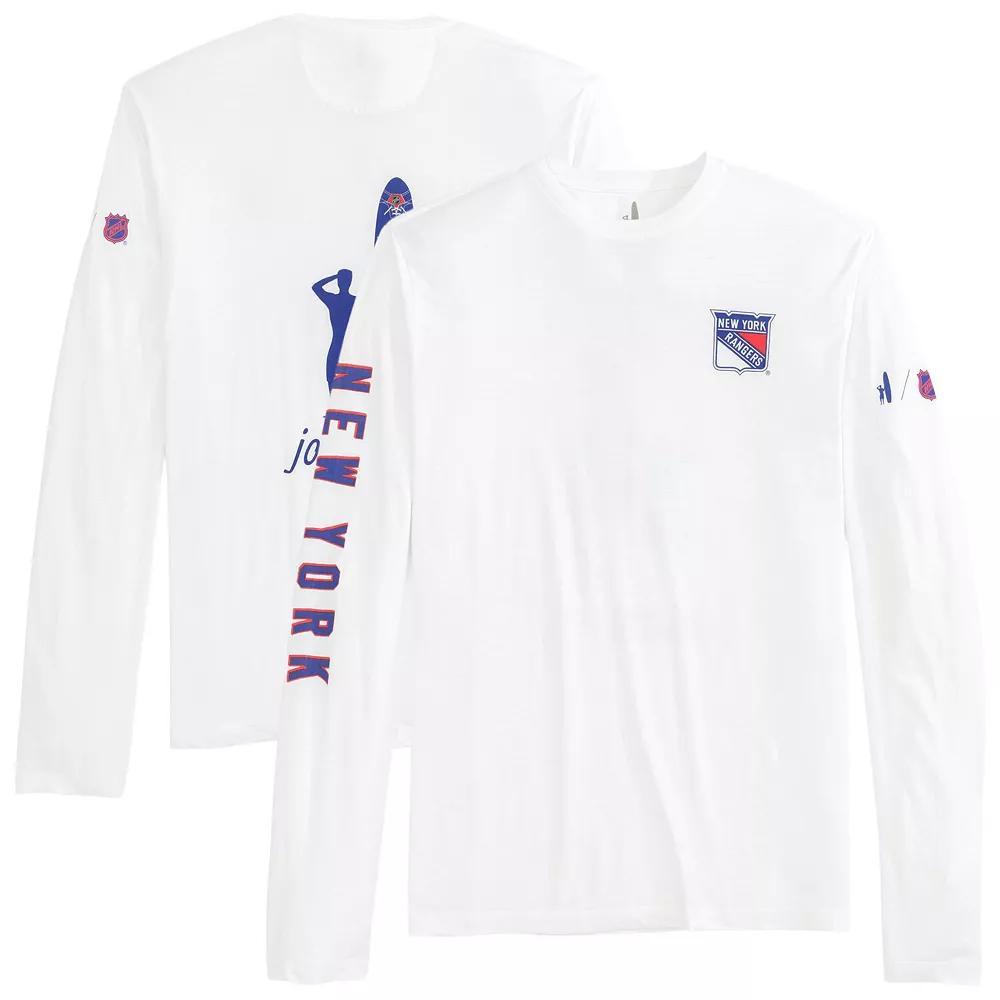 Men's johnnie-O White New York Rangers Adam Long Sleeve T-Shirt, Size: Large, Ran White Product Image