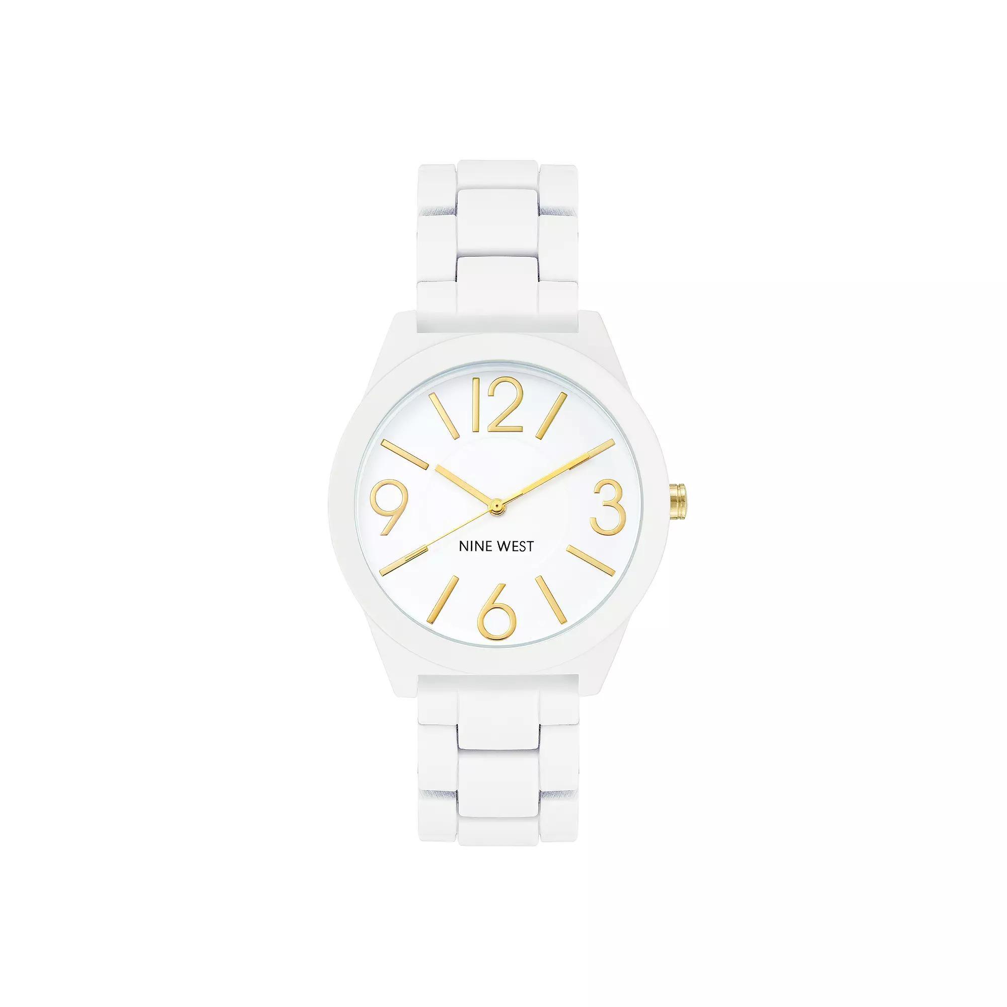 Nine West Women's White Rubberized Link Watch, Size: Large Product Image