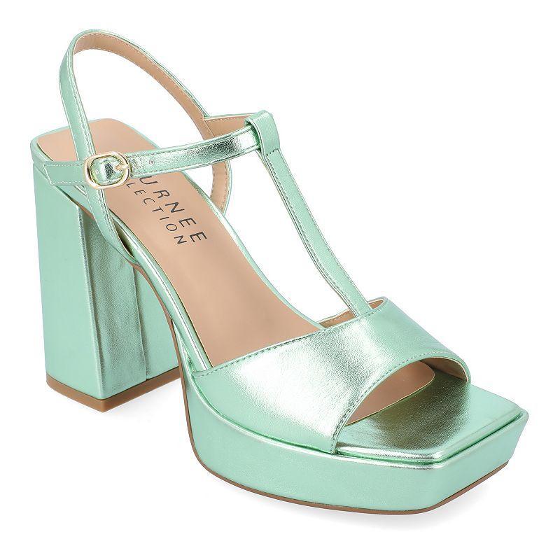 Journee Parson Women's Block Heel Sandals, Size: 9, Green Product Image