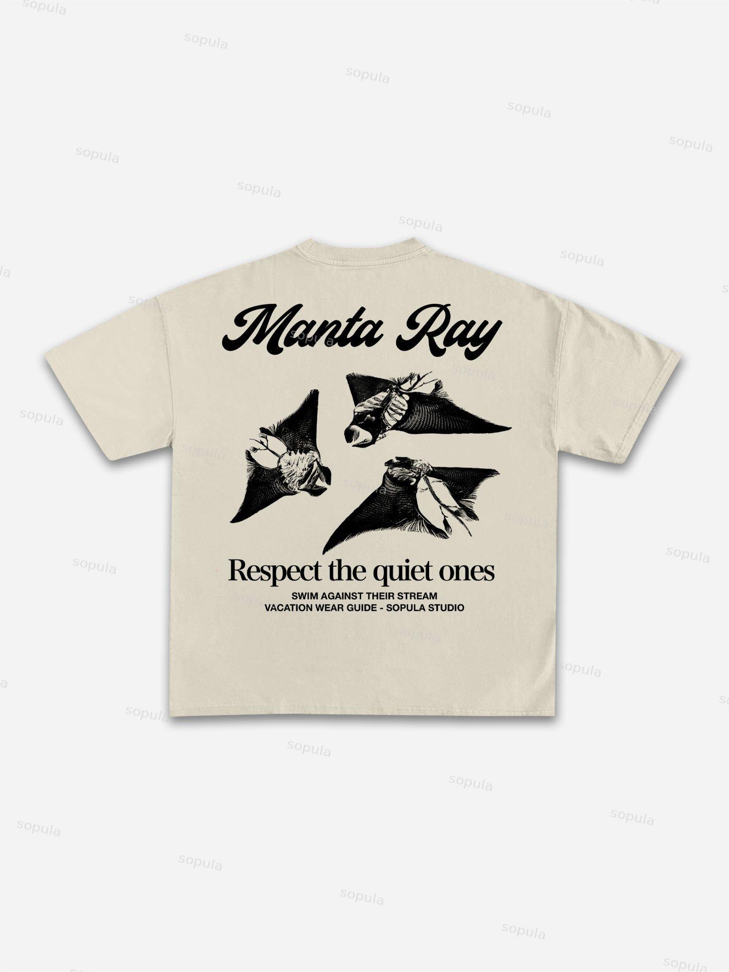 Sea Animals - Manta Ray Vacation Wear Guide Graphic Cotton T-shirt Product Image