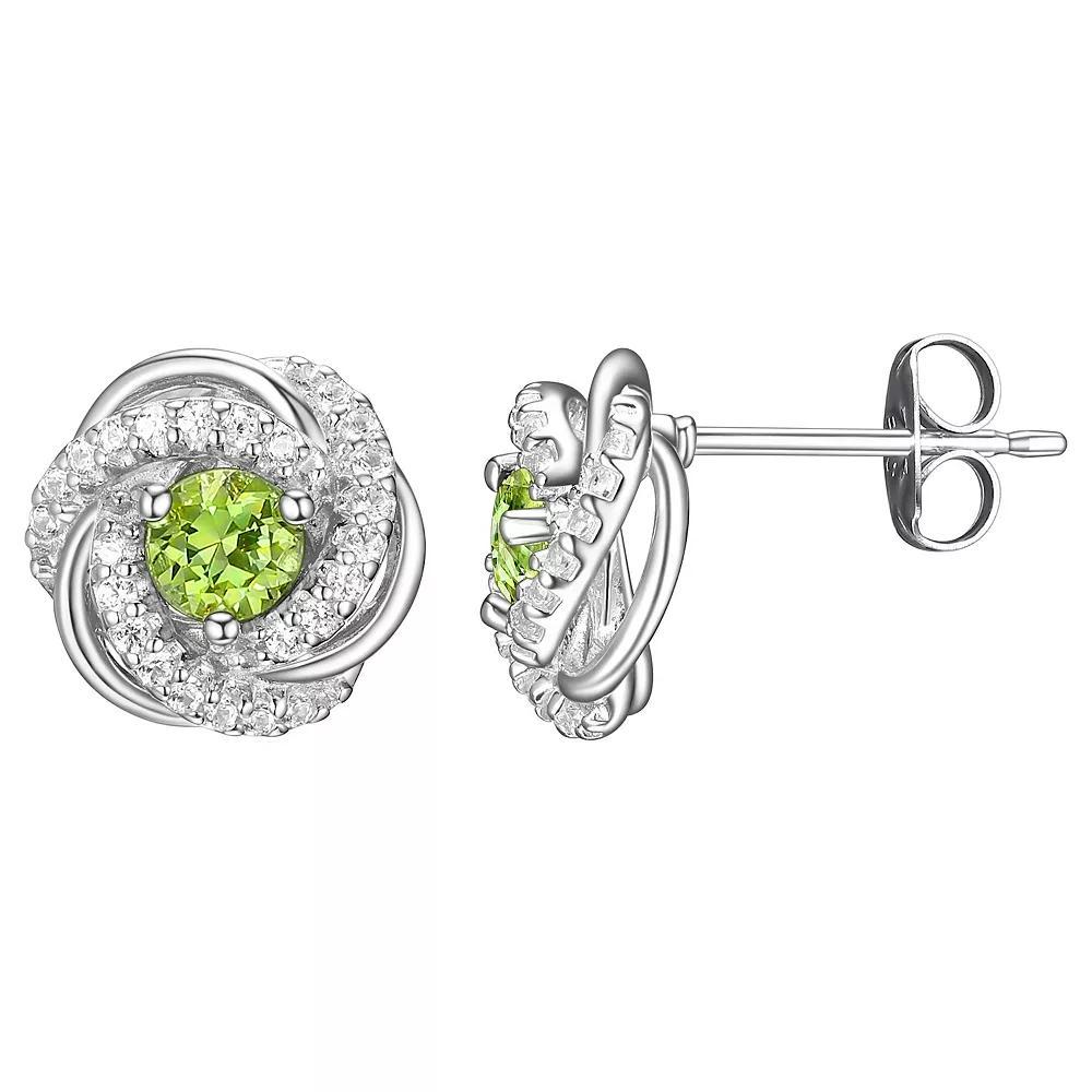 Tokens of Love Sterling Silver Peridot Birthstone Love Knot Stud Earrings, Women's Product Image