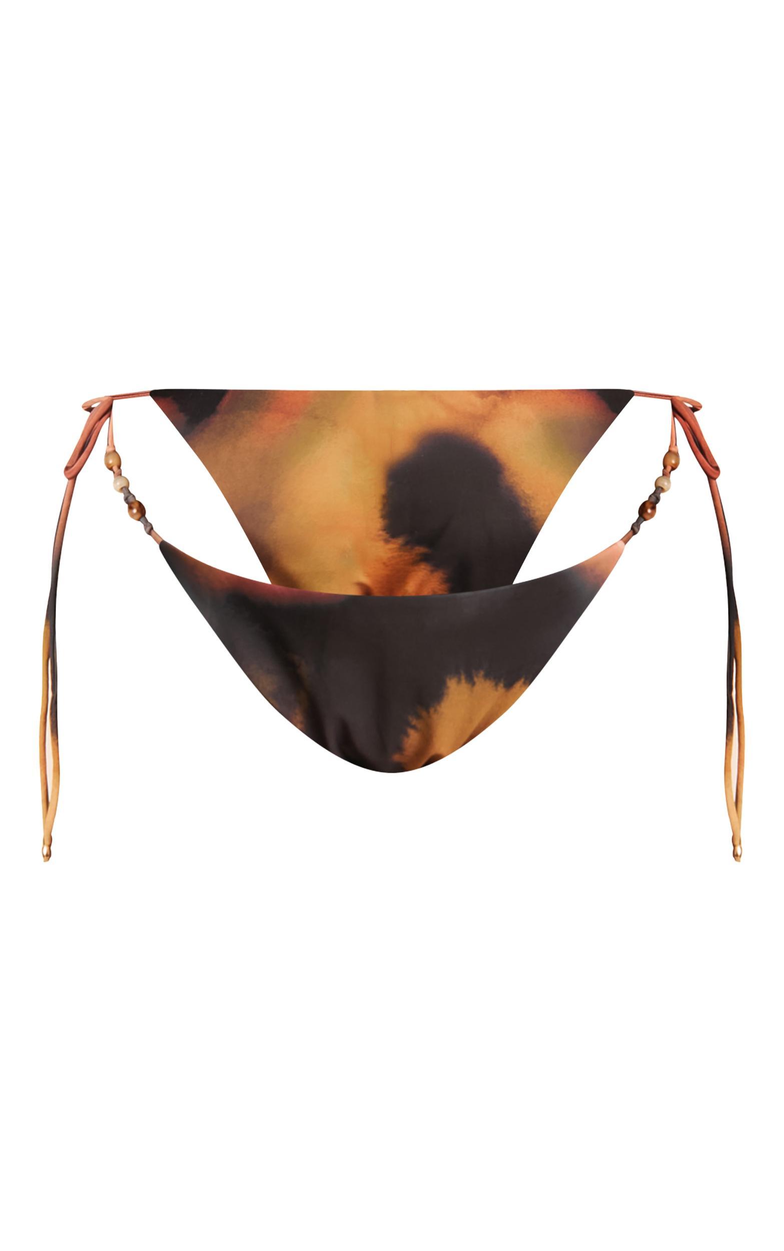 Plus Multi Blurred Print Bead Trim Tanga Bikini Bottoms Product Image
