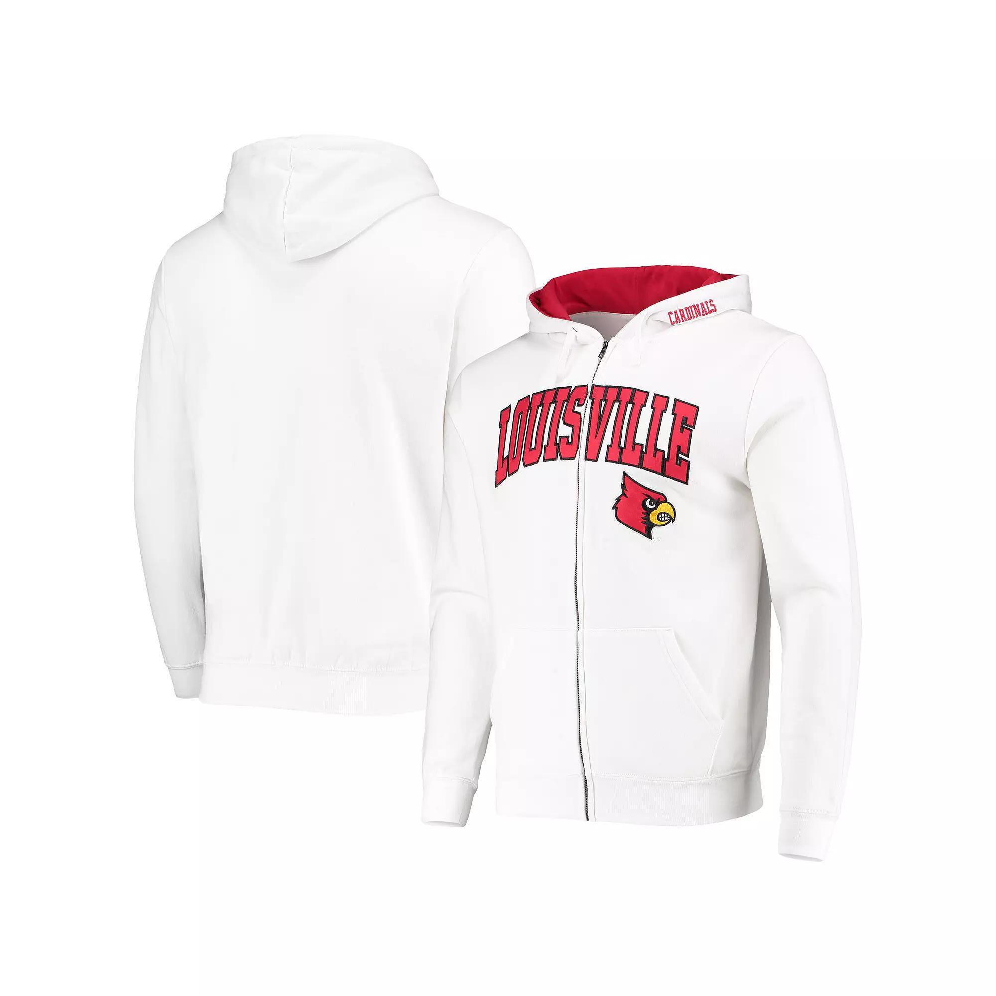Men's Colosseum White Louisville Cardinals Arch & Logo 3.0 Full-Zip Hoodie, Size: Large Product Image