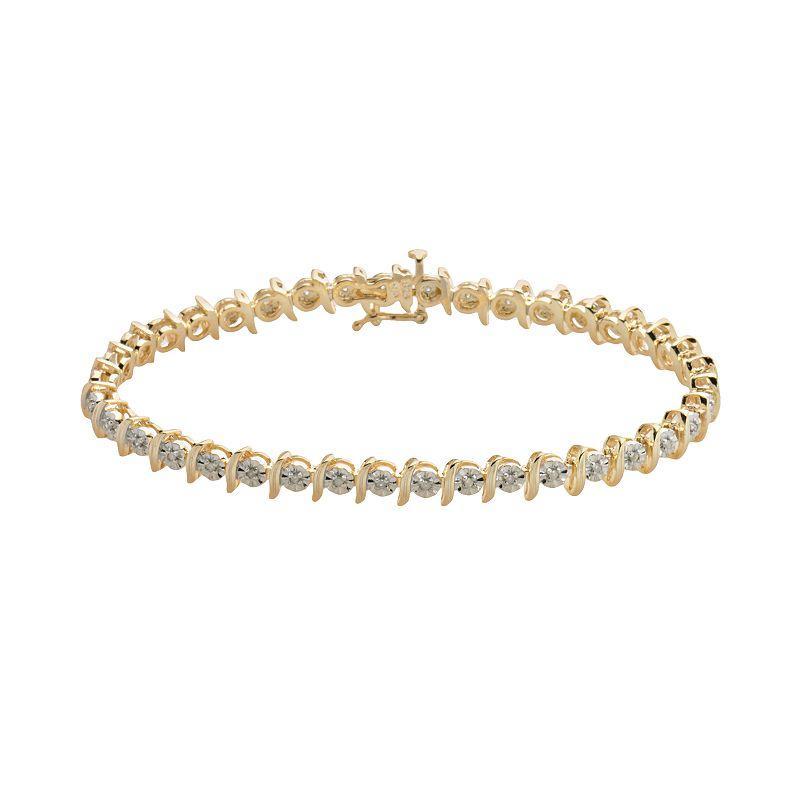 18k Gold-Over-Silver 1/4-ct. T.W. Diamond Bracelet, Women's, Size: 7.25 Product Image