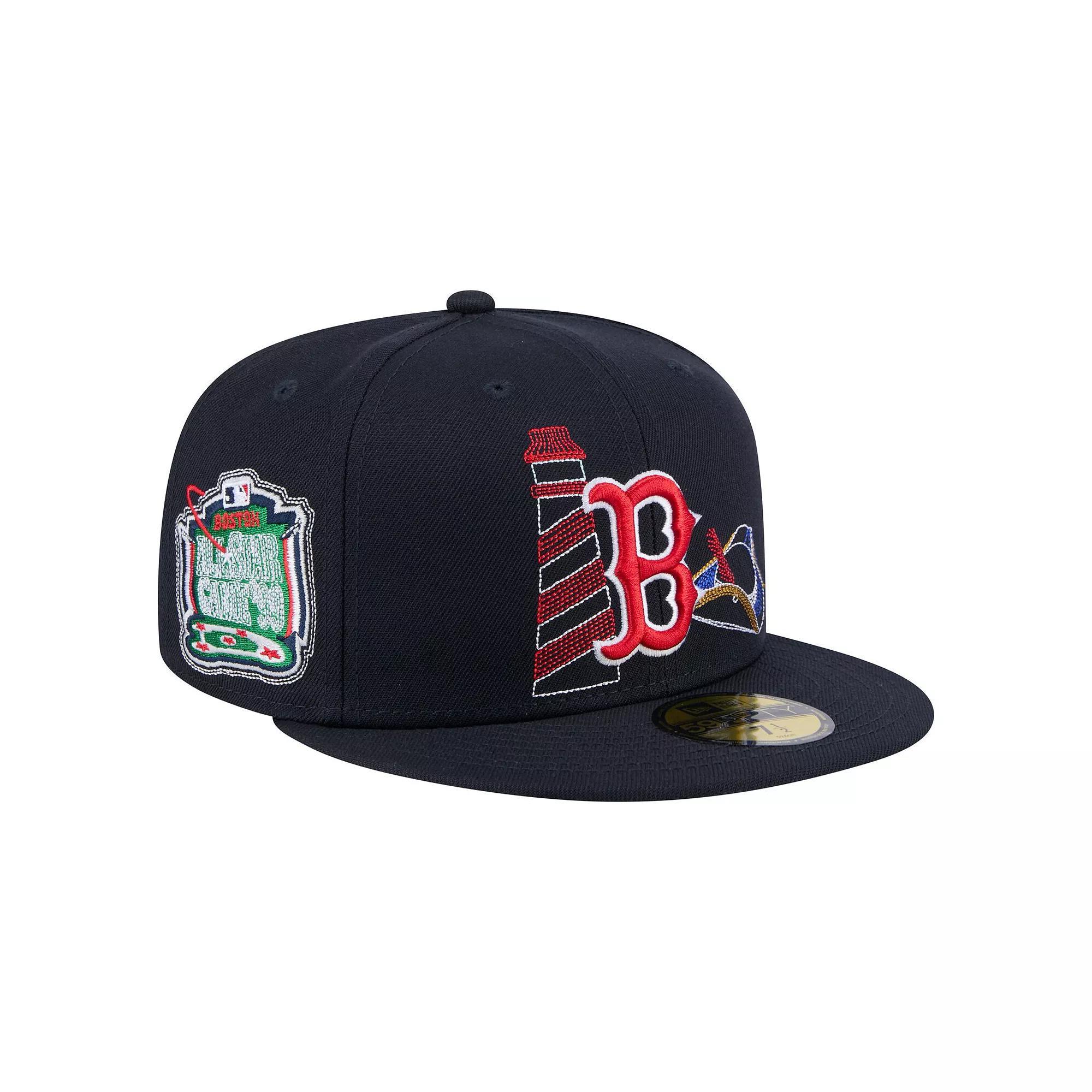 Men's New Era Navy Boston Red Sox State Stitch 59FIFTY Fitted Hat, Size: 7 1/8, Blue Product Image