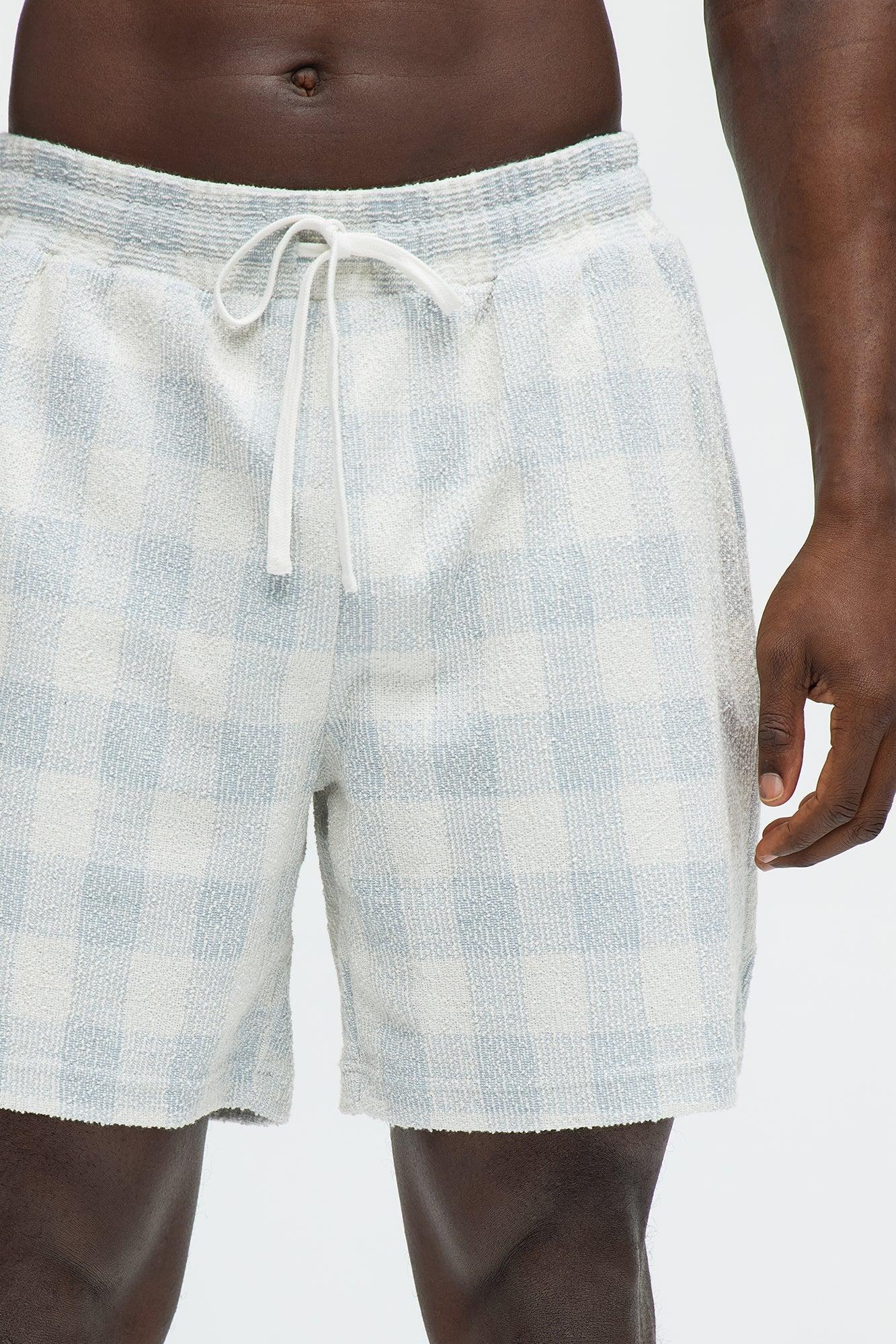 Ezra Checkered Textured Shorts - Blue/combo Product Image
