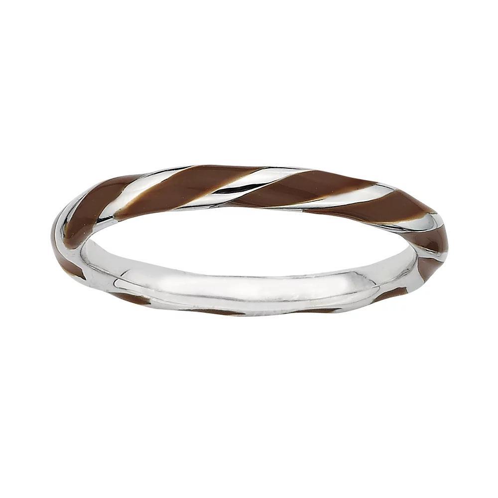 Stacks & Stones Sterling Silver Brown Enamel Twist Stack Ring, Women's, Size: 6 Product Image