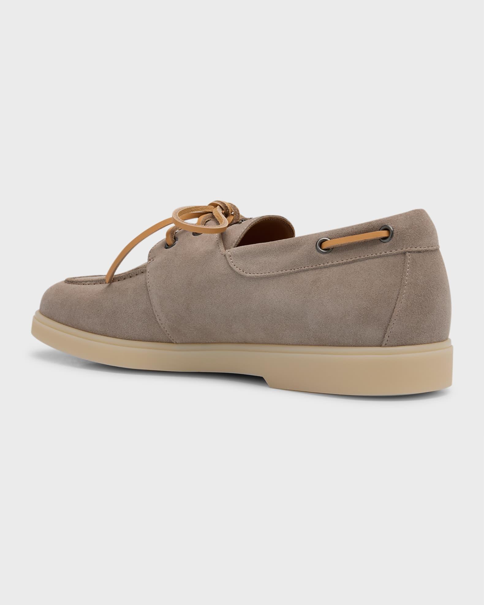 Men's Suede Metal Logo Boat Shoes Product Image