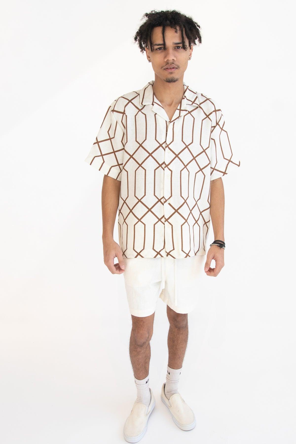 Modern Art Deco Button Up Shirt Product Image
