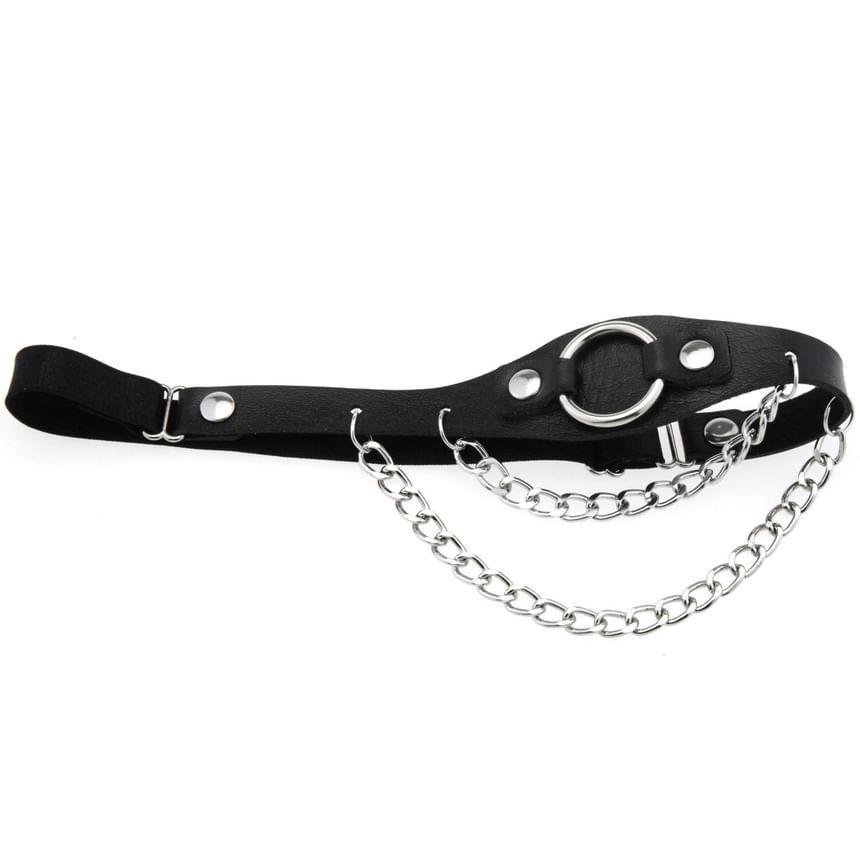 Faux Leather Chained Garter Product Image