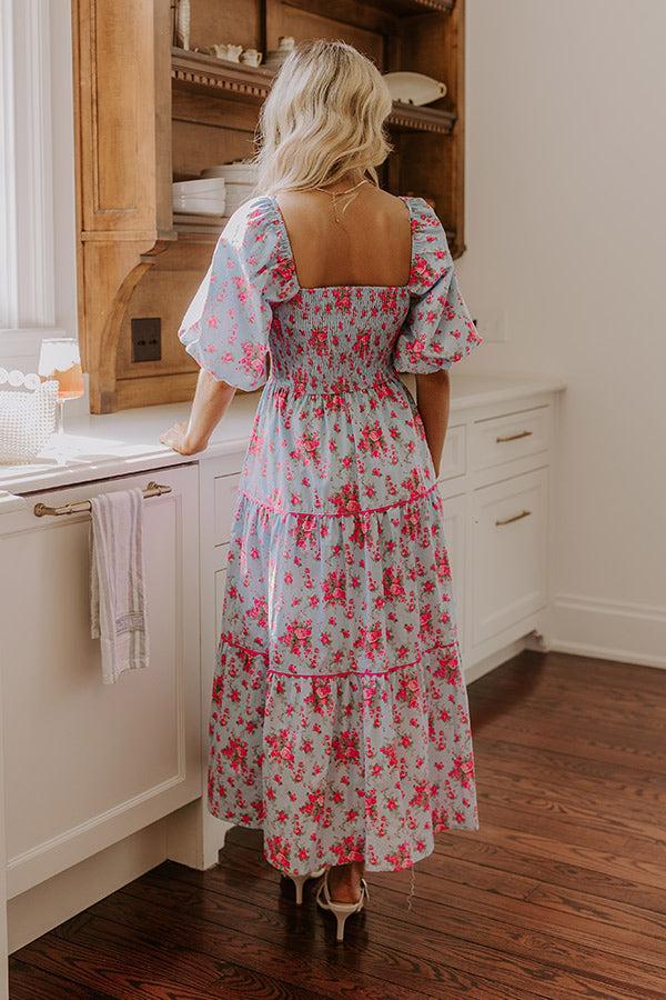Countryside Cutie Floral Maxi Dress in Sky Blue Product Image