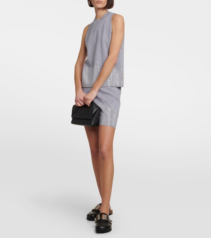 JW ANDERSON Verzierter Minirock Aus Wolle In Light Grey Melange Product Image