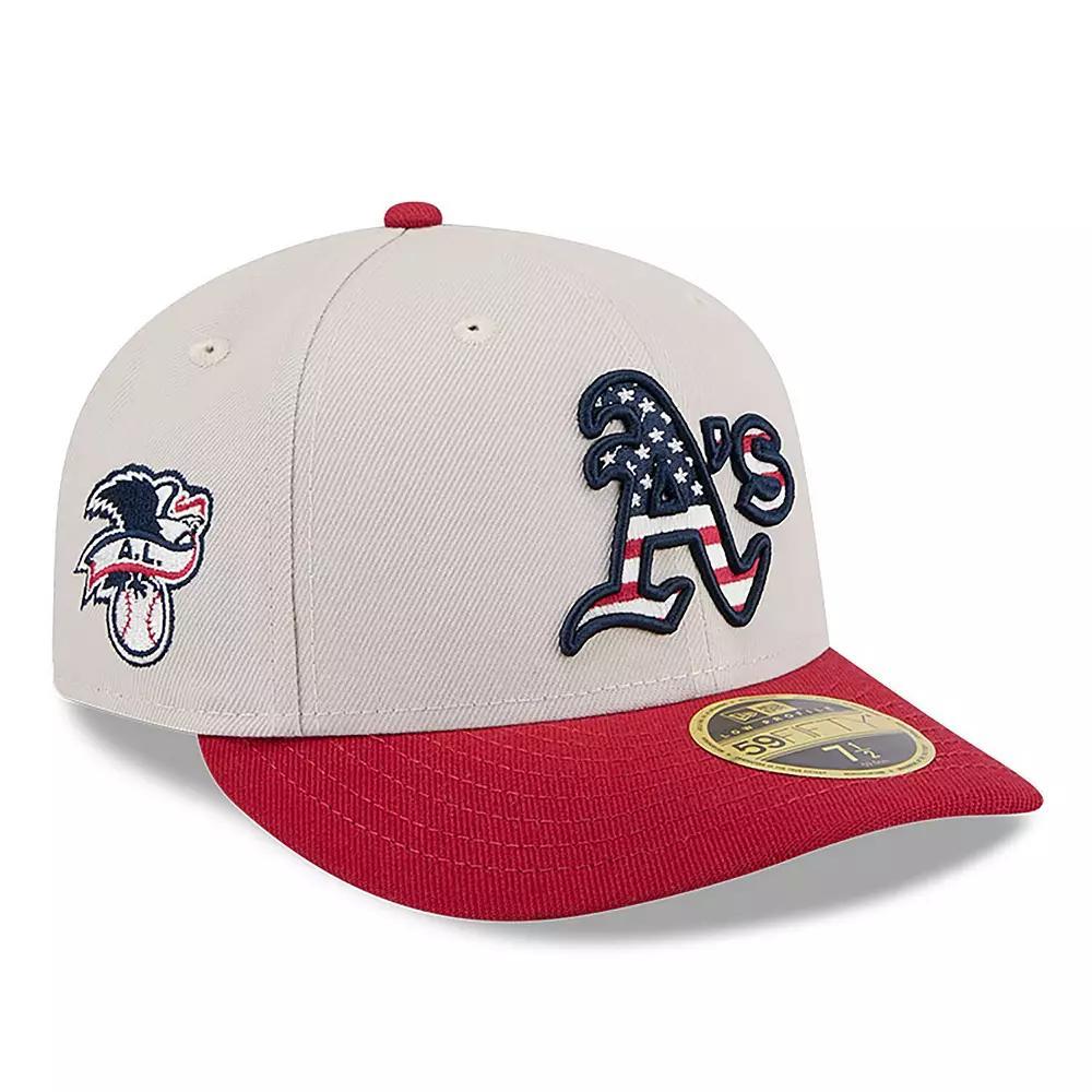 Men's New Era  Khaki/Red Oakland Athletics 2024 Fourth of July Low Profile 59FIFTY Fitted Hat, Size: 7 3/8, Beig K Product Image