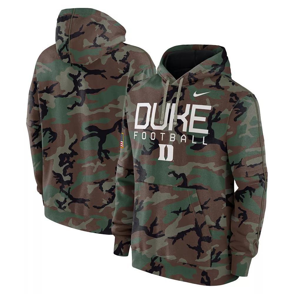 Men's Nike  Camo Duke Blue Devils 2024 Military Appreciation Club Fleece Pullover Hoodie, Size: Medium, Green Product Image