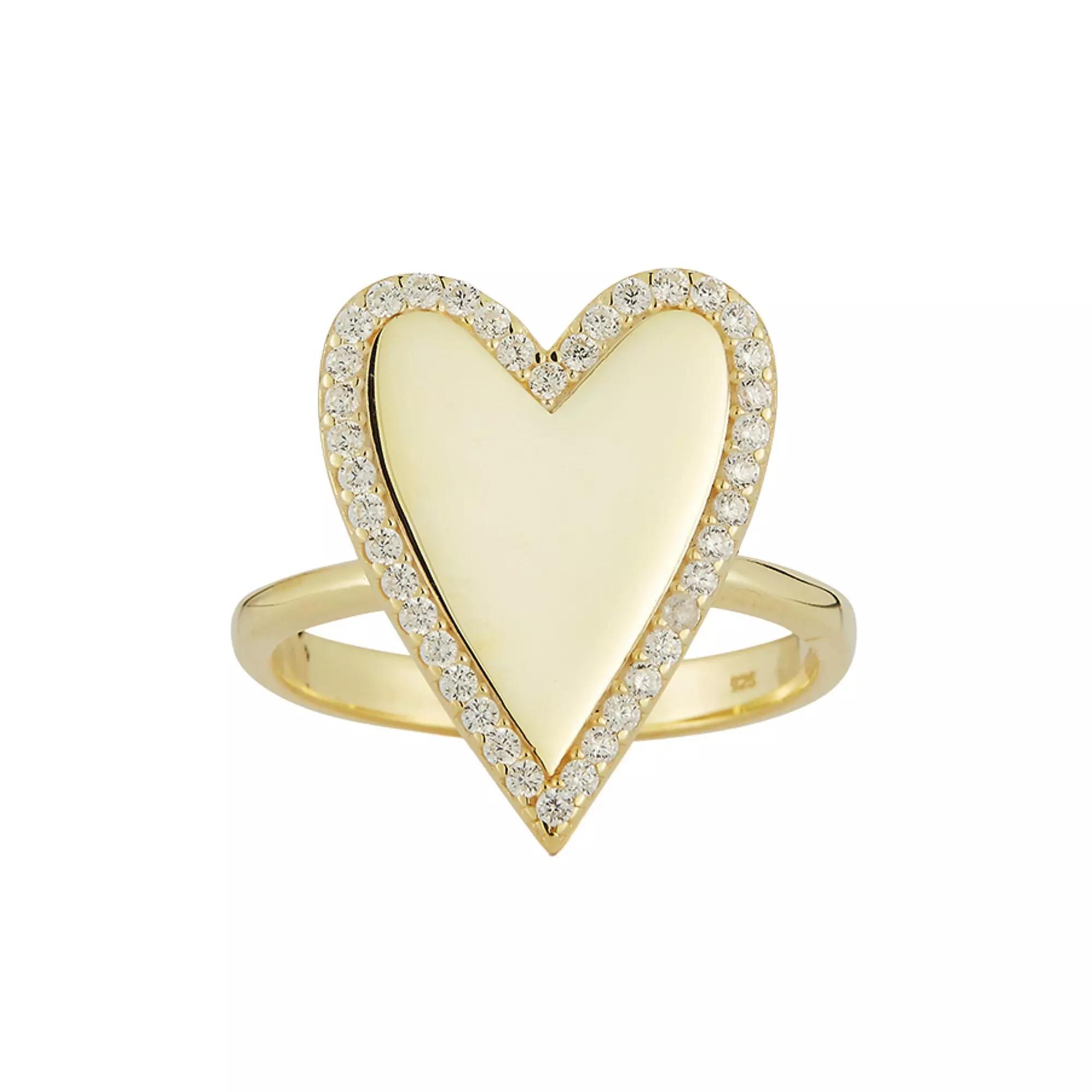 Sunkissed Sterling Cubic Zirconia Heart Ring, Womens Gold Tone Product Image