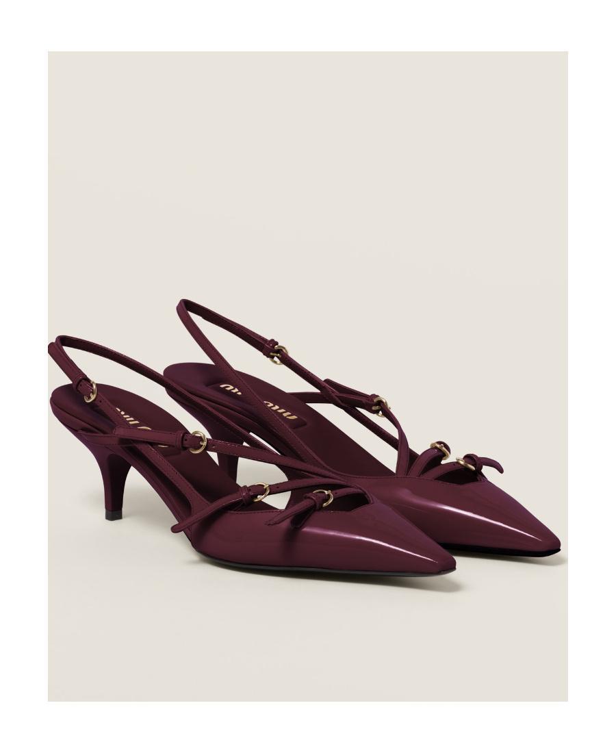 MIU MIU Slingback Deep Purple In Patent Leather With Buckles Women In Burgundy Product Image