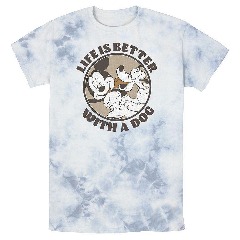Men's Disney Mickey And Friends Life Is Better With A Dog Bomabrd Wash Tee, Size: Small, White Blue Product Image
