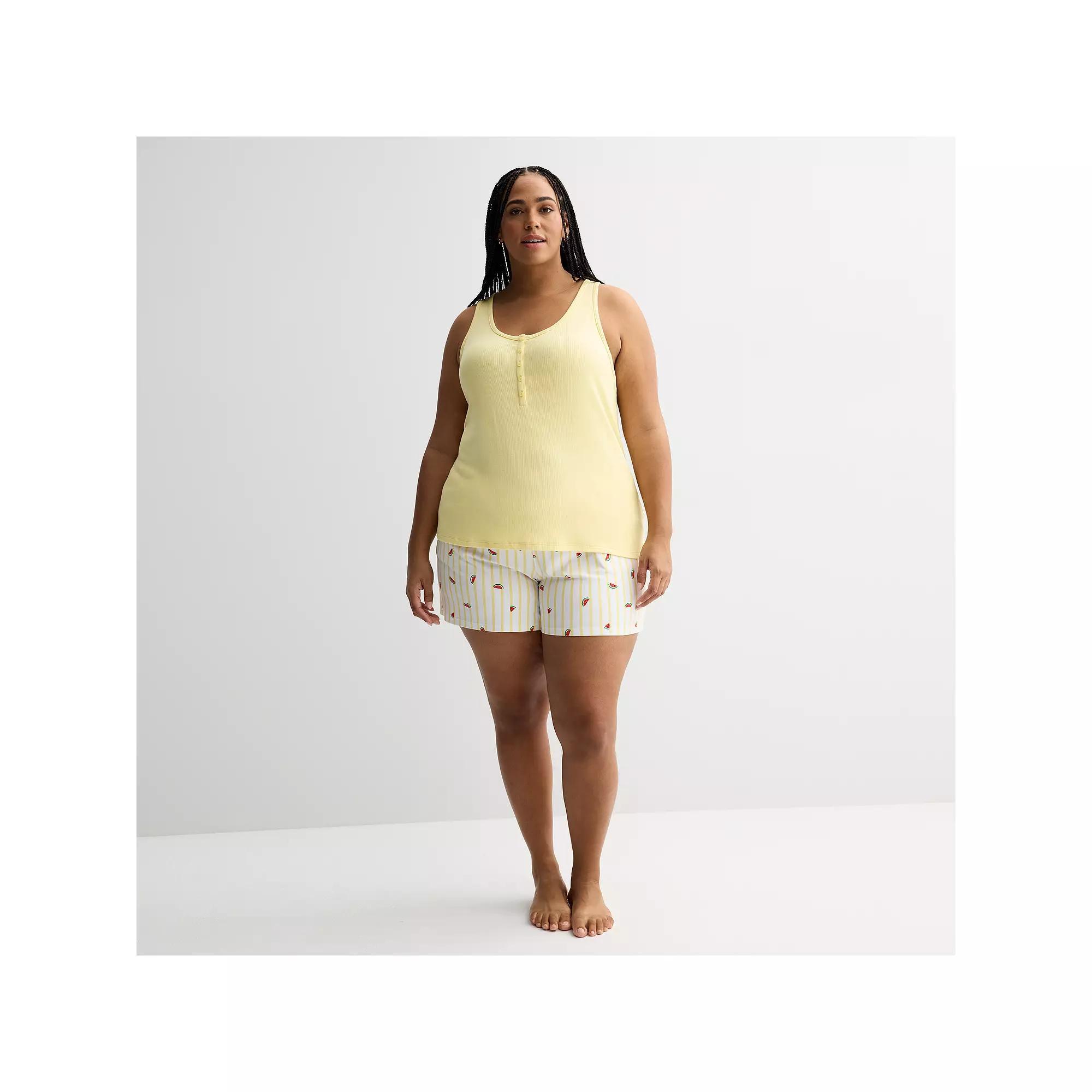 Plus Size Sonoma Goods For Life 2-pc. Pajama Tank Top & Pajama Shorts Set, Womens Product Image