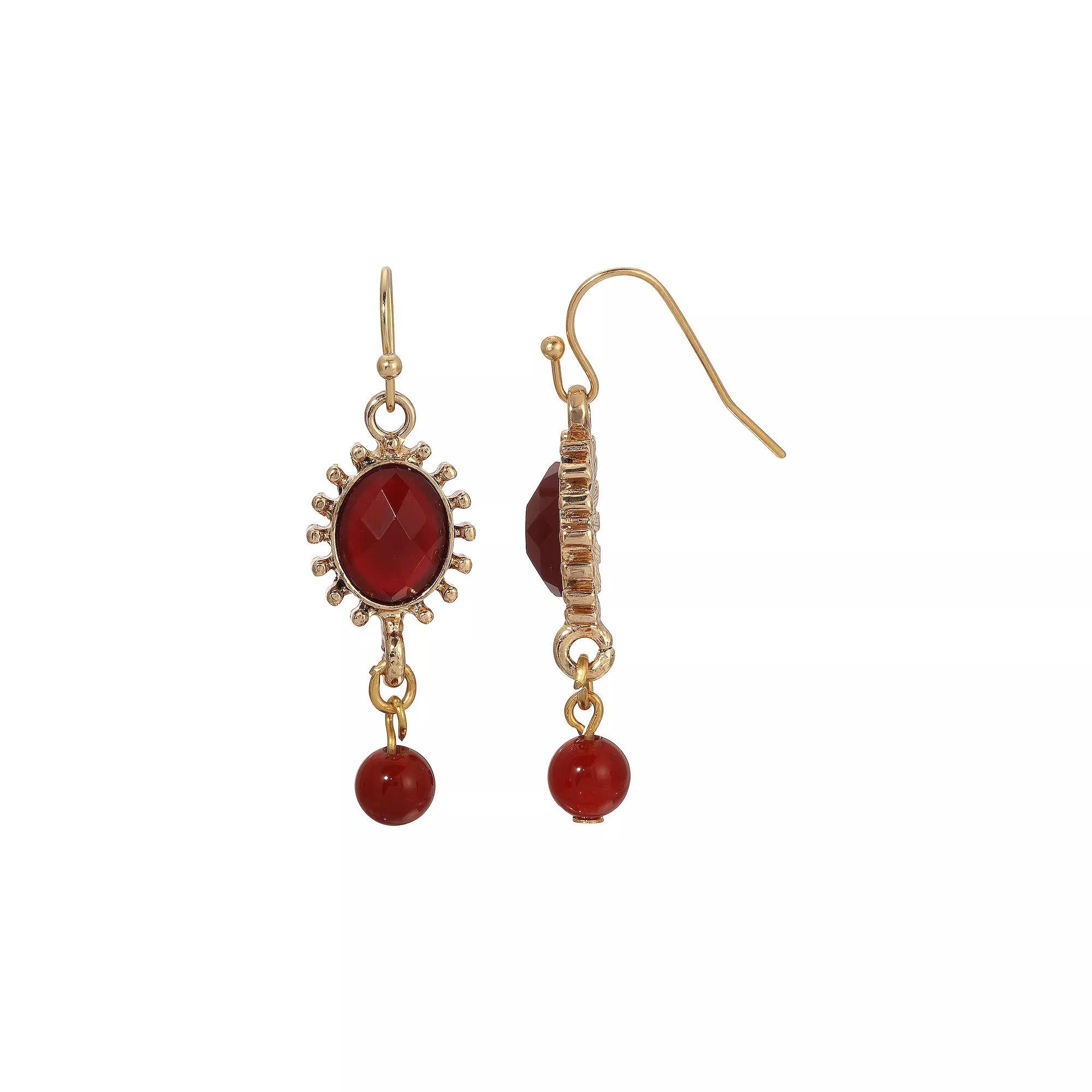 1928 Gold Tone Oval Sunburst Drop Earrings, Womens, Orange Product Image