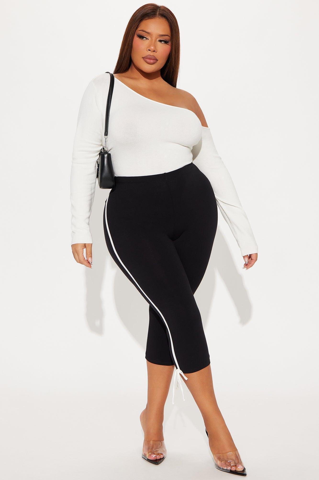 Lana Striped Capri Legging - Black/White Product Image