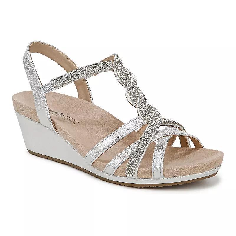 LifeStride Miami Women's Strappy Wedges, Size: 11 Wide, Silver Product Image