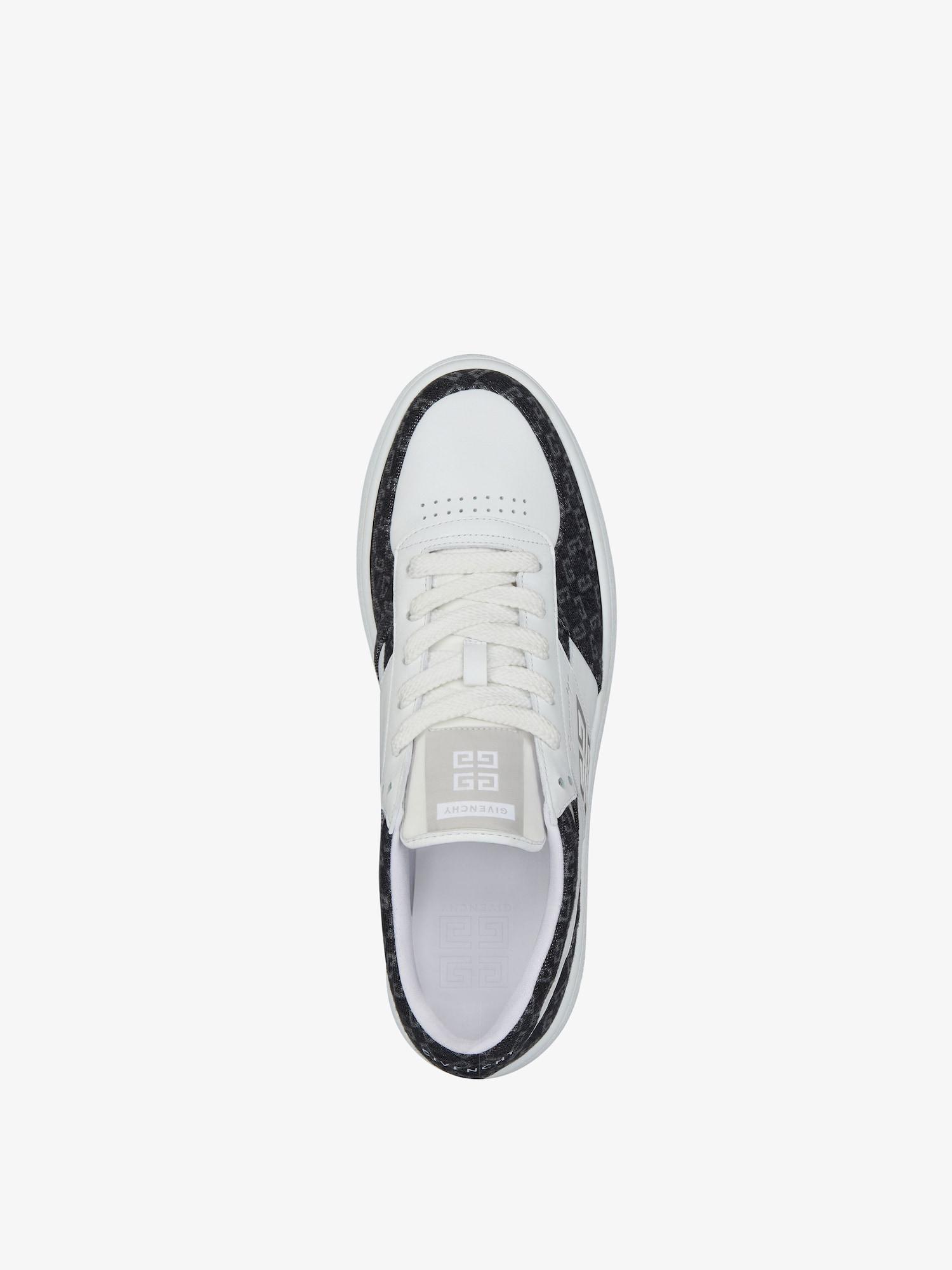 G Move sneakers in leather and monogram 72 denim Product Image
