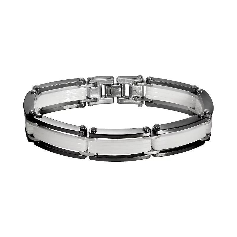 Black and White Ceramic Bracelet - Men, Men's, Size: 8.5", Multicolor Product Image
