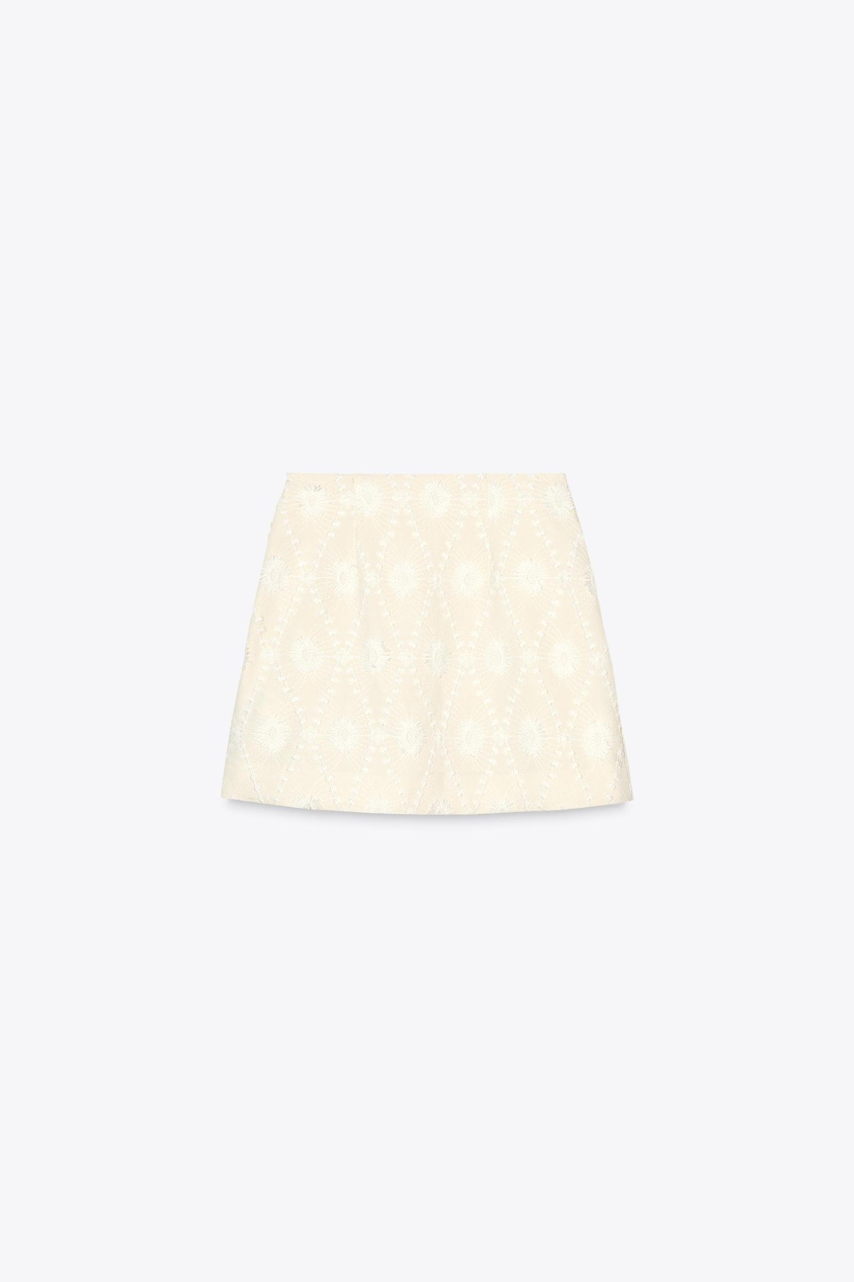 MINI SKIRT WITH FRAYED EMBROIDERY Product Image