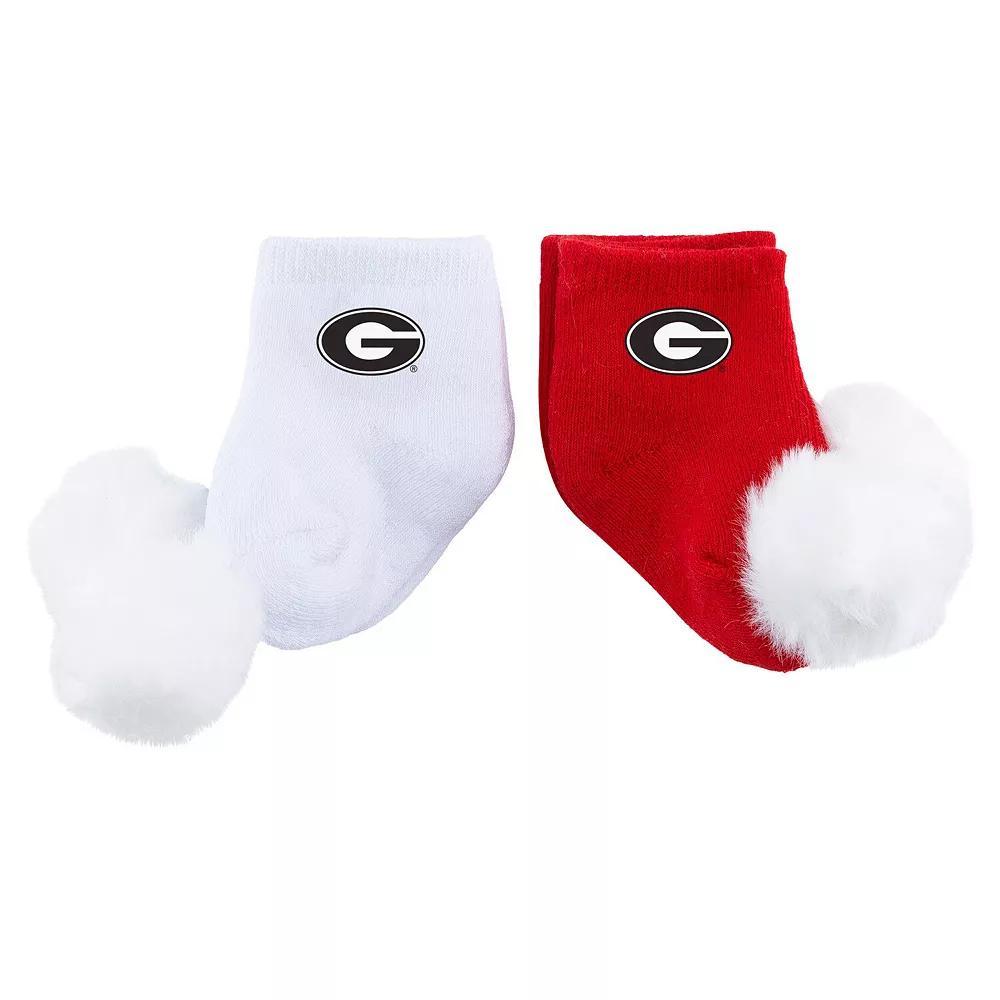Infant ZooZatz Georgia Bulldogs Two-Pack Pom Socks, Men's, Red Product Image