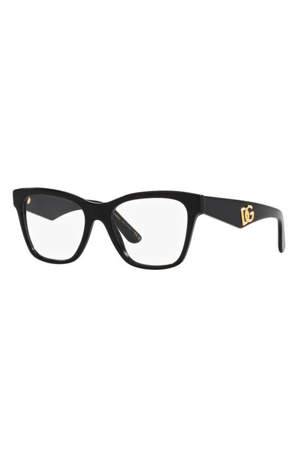 DOLCE & GABBANA 53mm Square Optical Glasses In 501 Black Product Image
