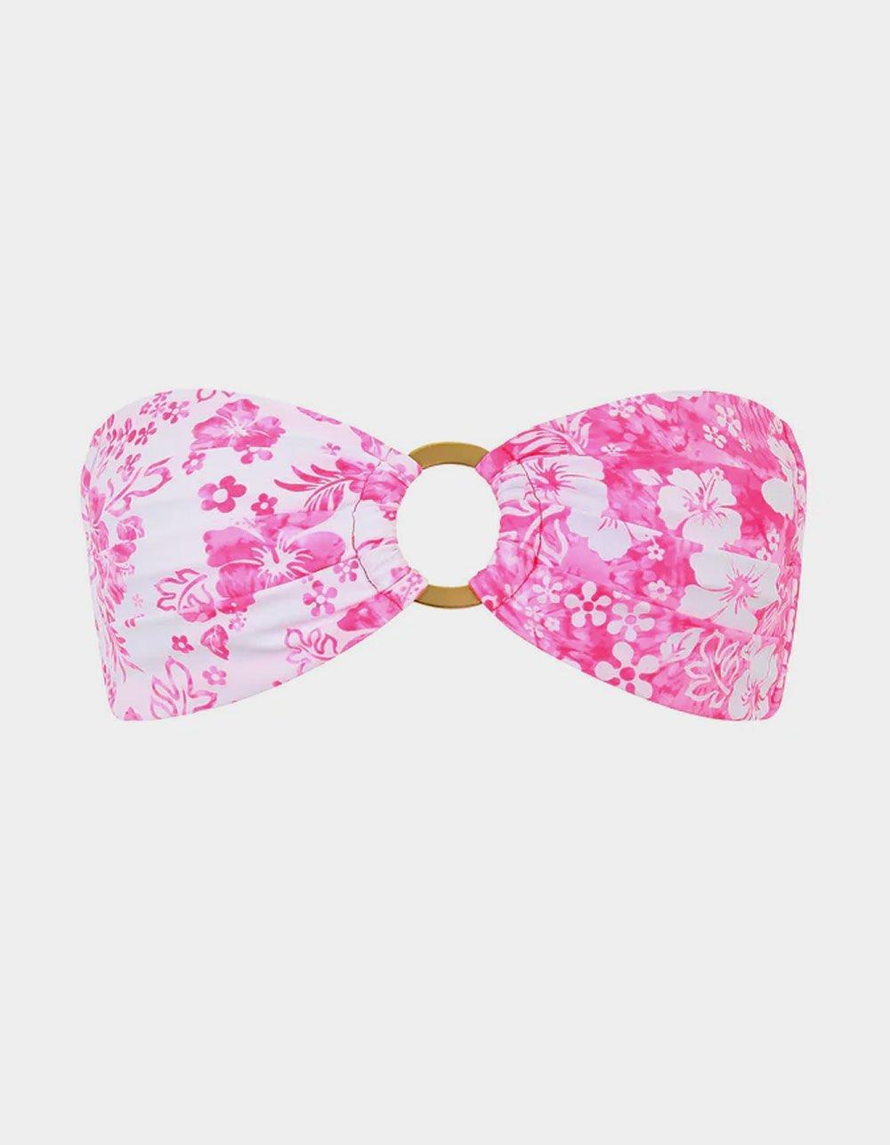KULANI KINIS Island Blush Bandeau Bikini Top - PINK COMBO Product Image