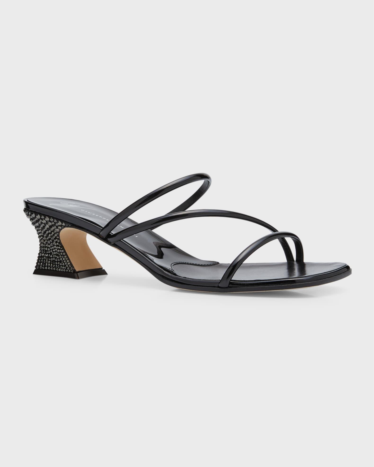 Metallic Crystal Three-Band Slide Sandals Product Image