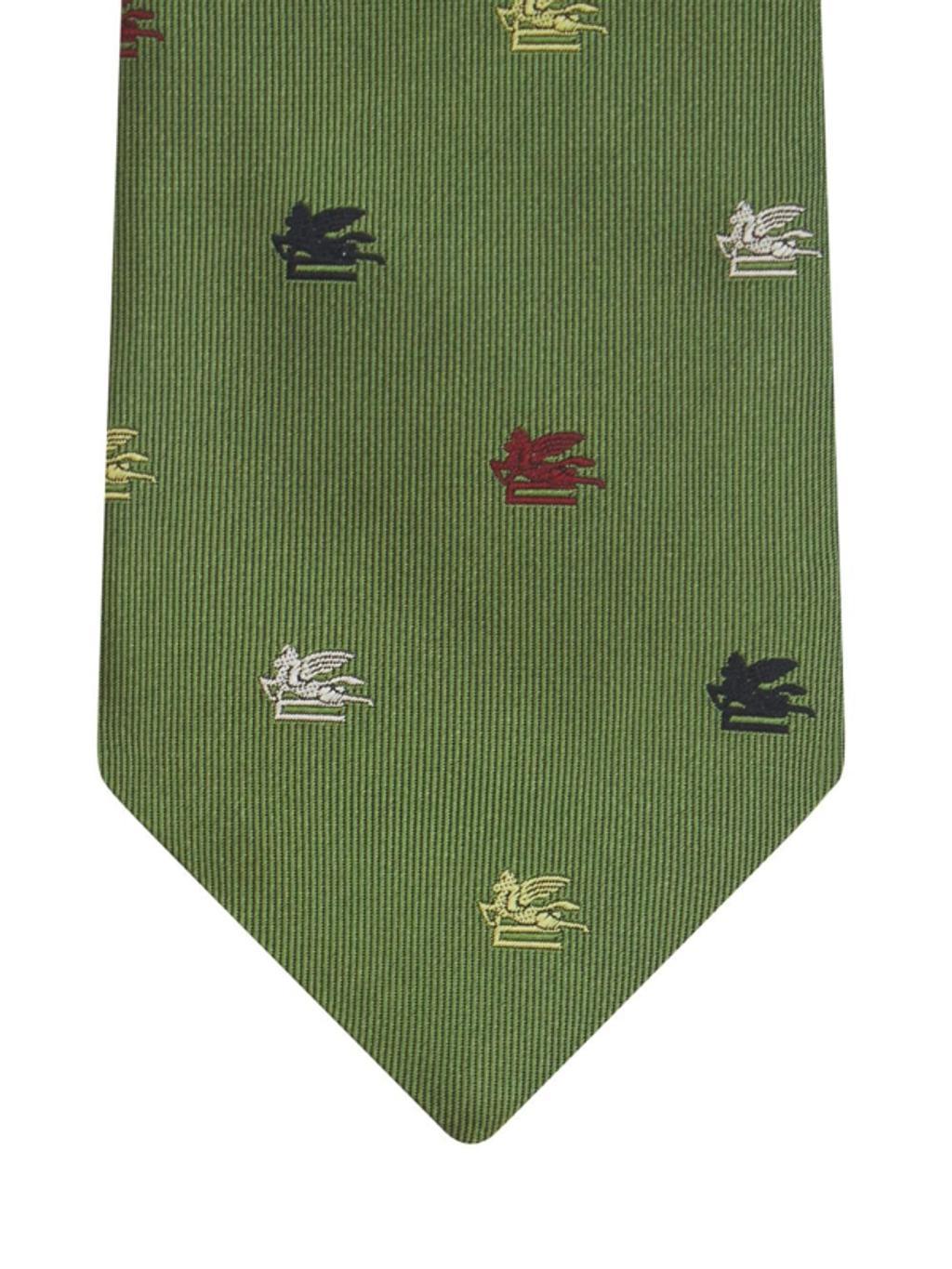 ETRO Logo-jacquard Silk Tie In Green Product Image