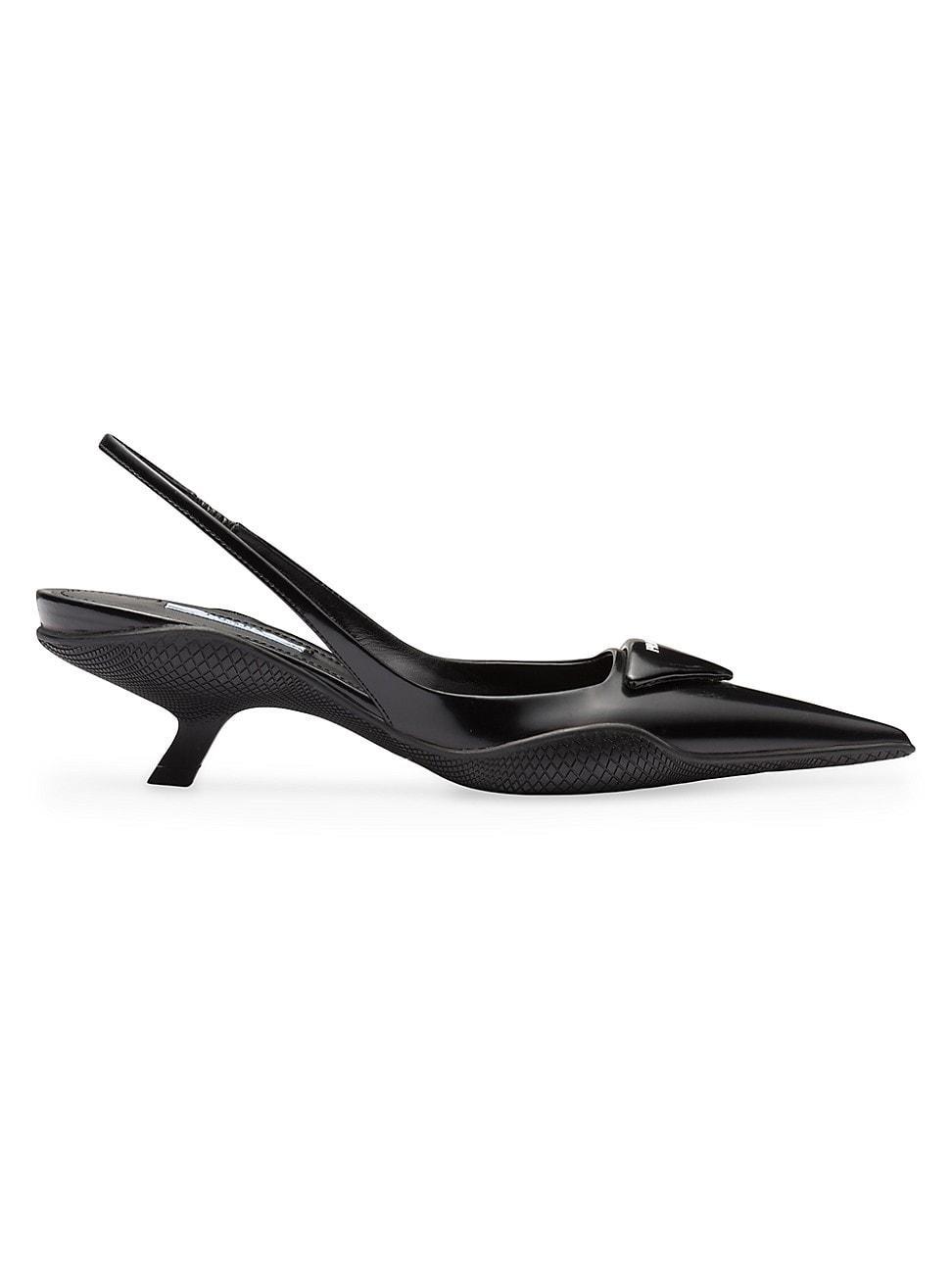 Womens Brushed Leather Slingback Pumps Product Image